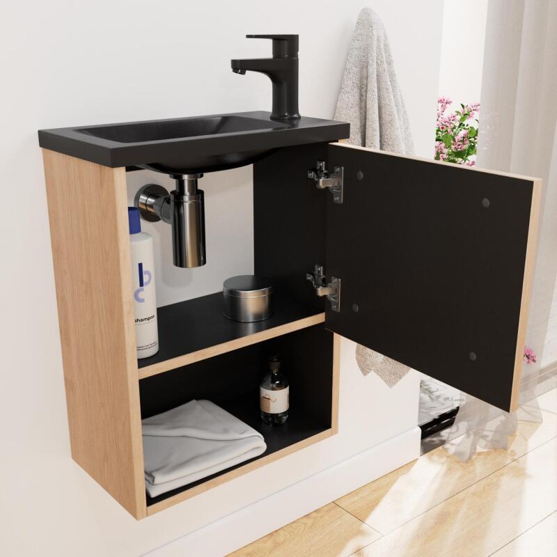 Ensemble meuble lave-mains NIKA + robinet GRIFO + Miroir PEPPER