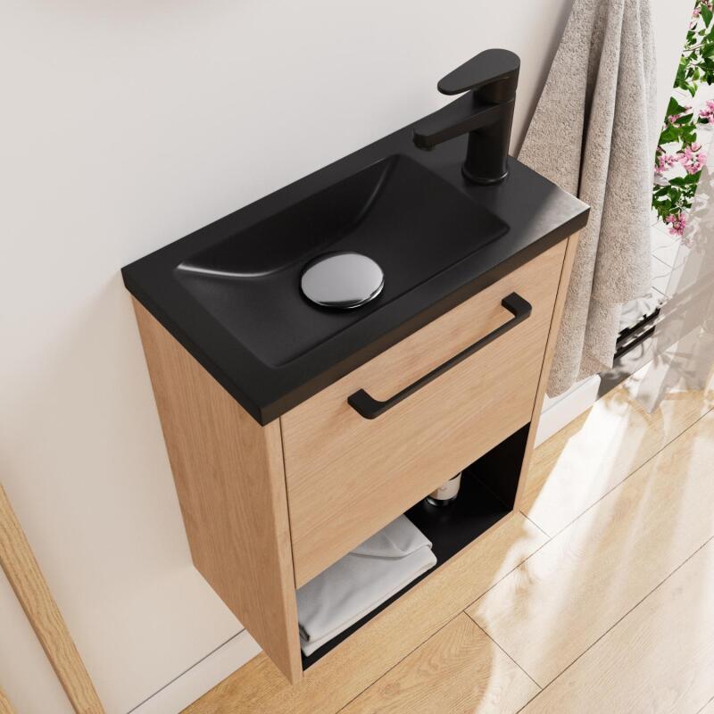 Ensemble meuble lave-mains NIKA + robinet GRIFO + Miroir PEPPER