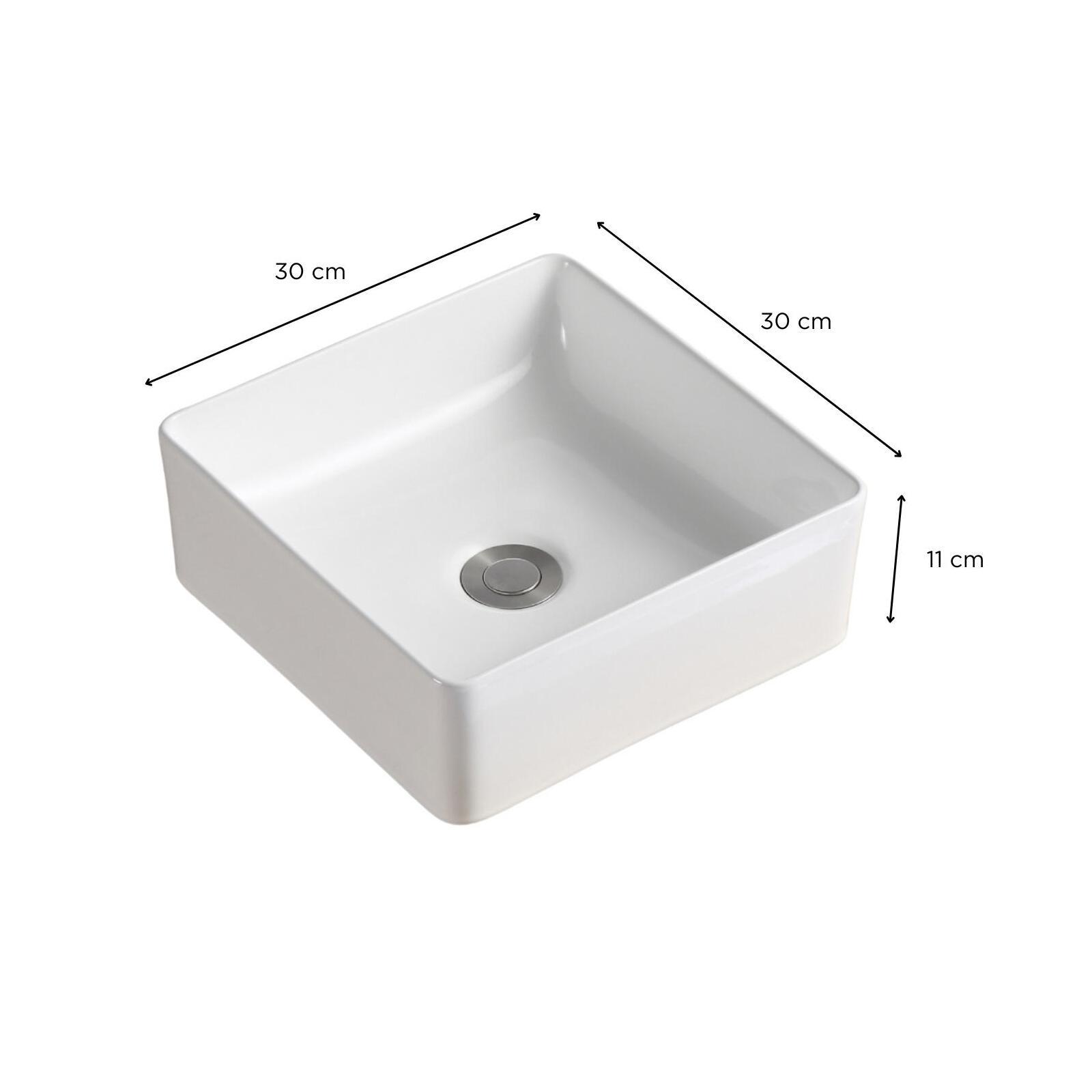 Vasque à poser carrée en céramique blanche 30x30 cm AONI Vasque à poser carrée en céramique blanche 30x30 cm AONI