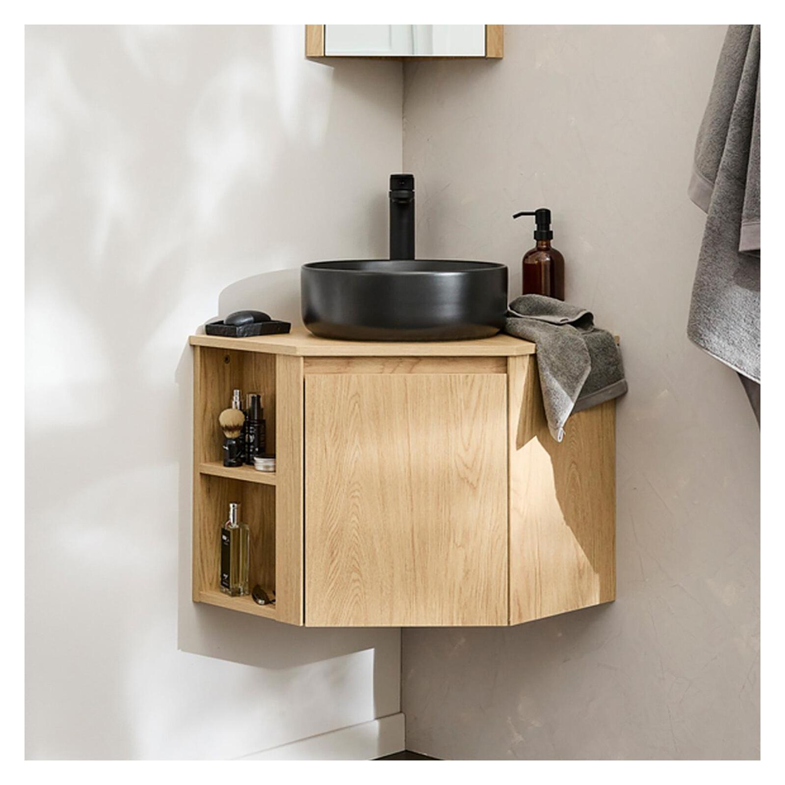 Ensemble meuble sous vasque d'angle + vasque DIEGO noire