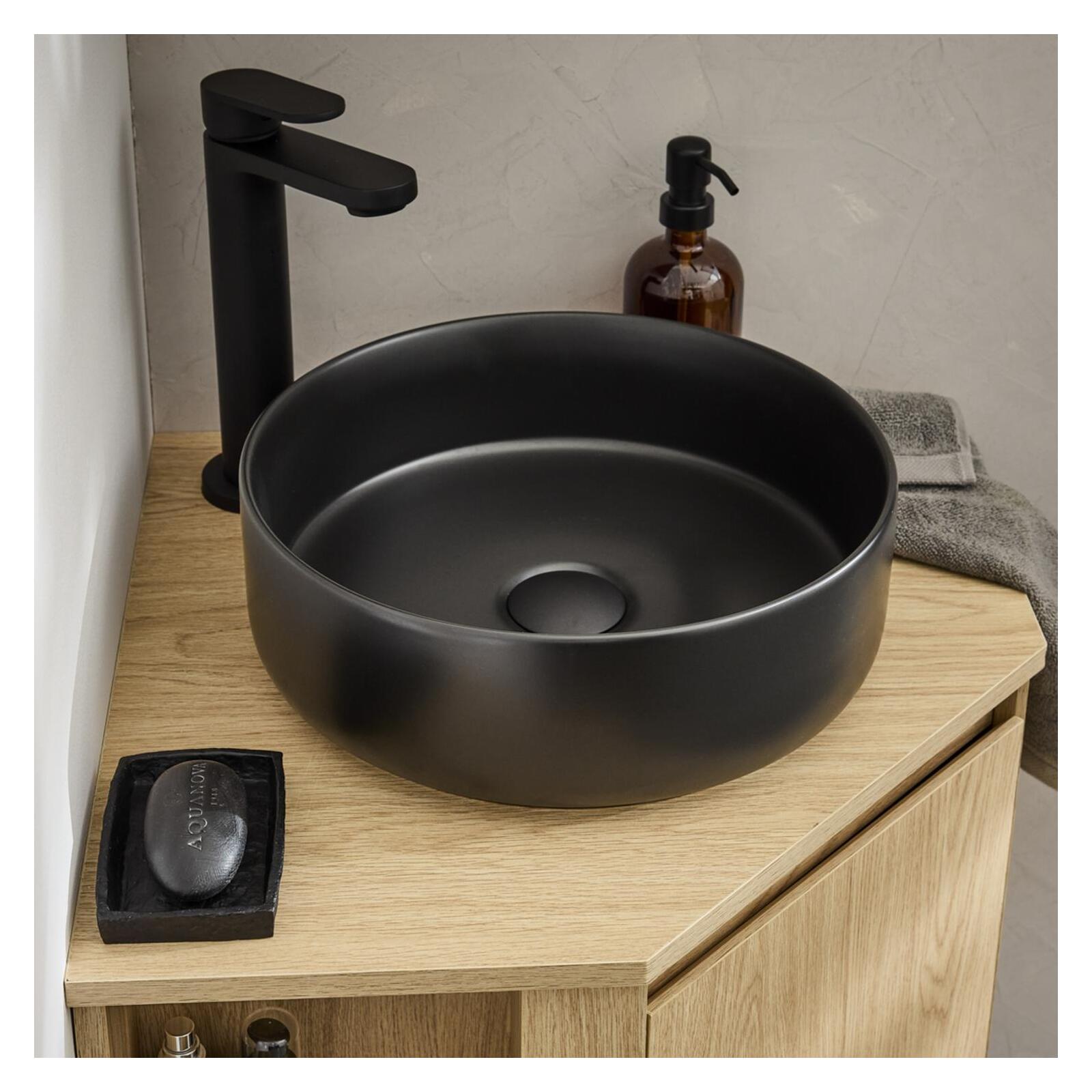 Ensemble meuble sous vasque d'angle + vasque DIEGO noire