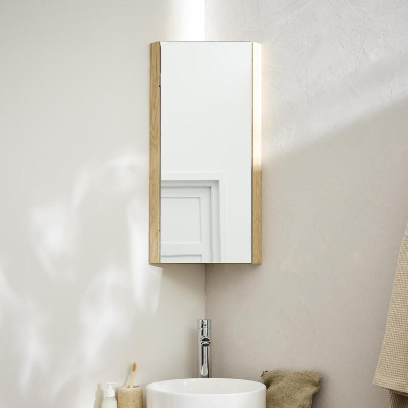 Ensemble meuble sous vasque d'angle + vasque DIEGO + robinet GRIFO + Armoire de toilette d'angle CLEO