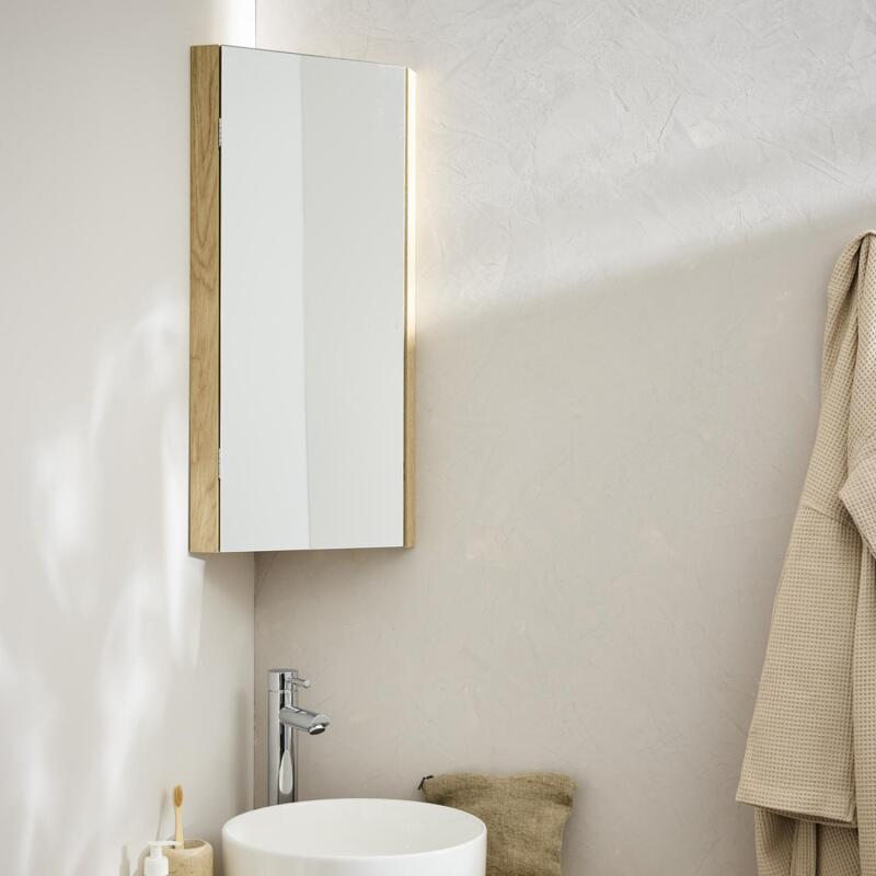 Ensemble meuble sous vasque d'angle + vasque DIEGO + robinet GRIFO + Armoire de toilette d'angle CLEO
