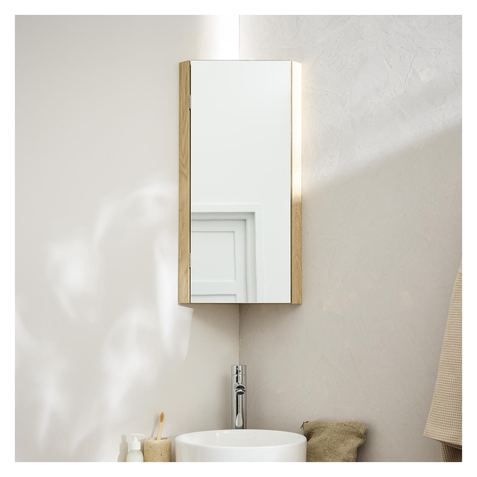 Ensemble meuble sous vasque d'angle + vasque DIEGO + robinet TAP + Armoire de toilette d'angle CLEO