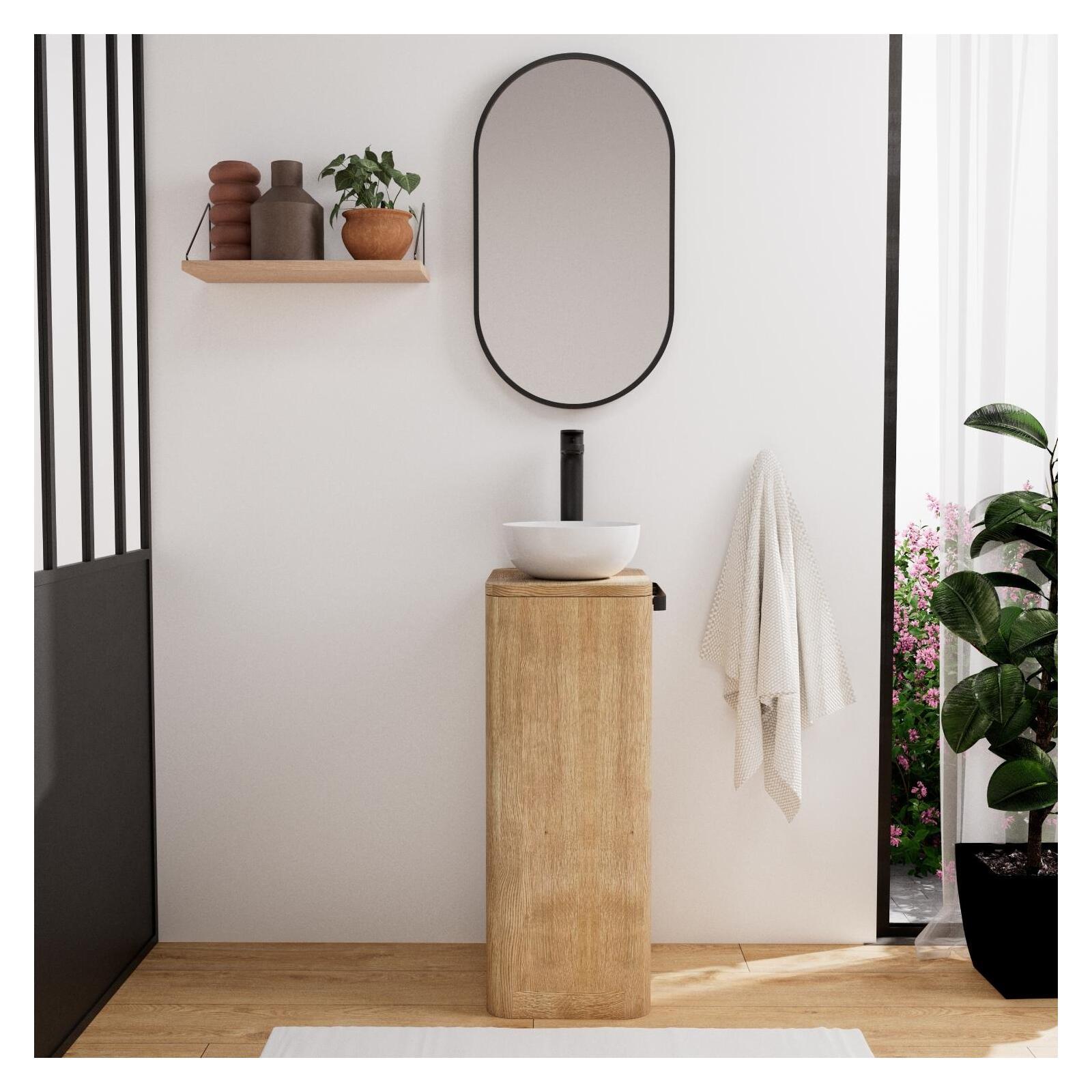 Ensemble meuble lave-mains TOM + vasque MAUD + miroir PEPPER