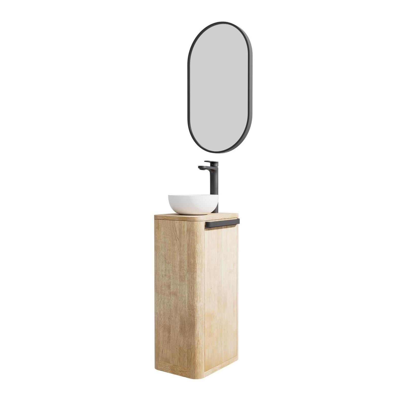 Ensemble meuble lave-mains TOM + vasque MAUD + robinet ROB + miroir PEPPER