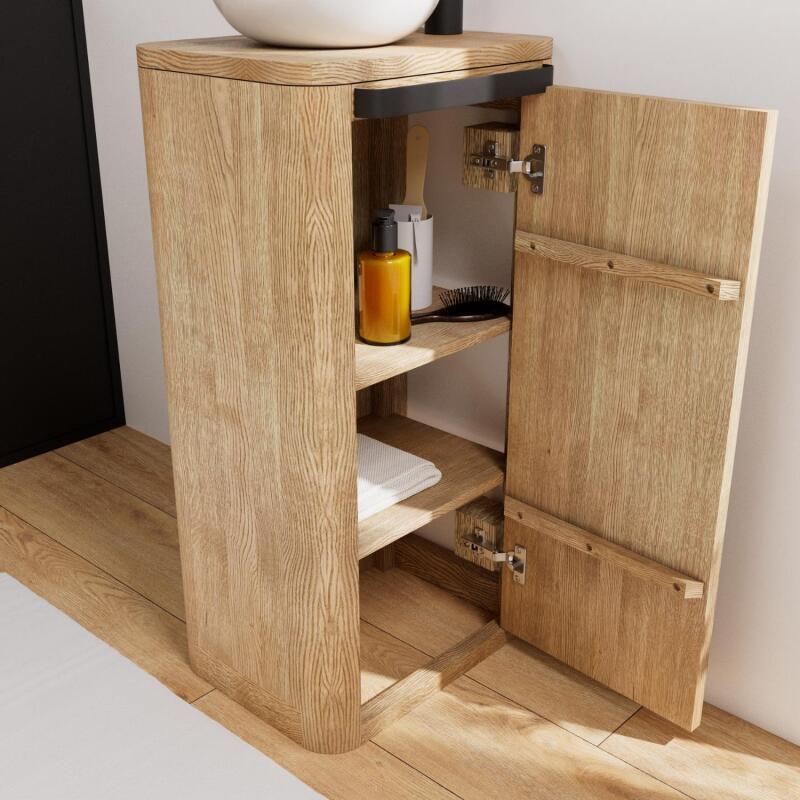 Ensemble meuble lave-mains TOM + vasque MAUD + robinet ROB + miroir PEPPER