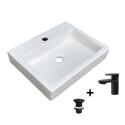 Vasque à poser rectangulaire 48x38cm PADI + robinet ROB + bonde LIV