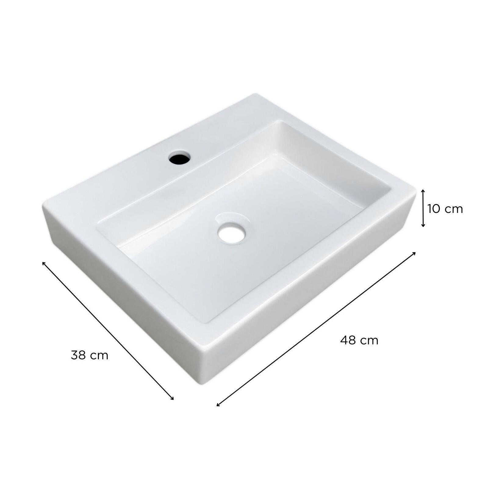 Vasque à poser rectangulaire 48x38cm PADI + robinet ROB + bonde LIV