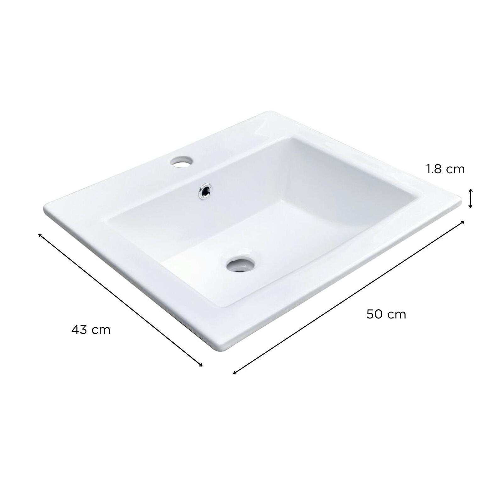 Vasque à encastrer rectangulaire 50x43cm + robinet TAP + bonde CLINT