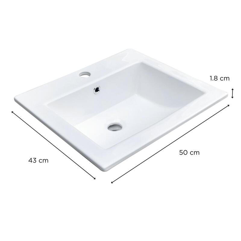 Vasque à encastrer rectangulaire 50x43cm + robinet TAP + bonde CLINT