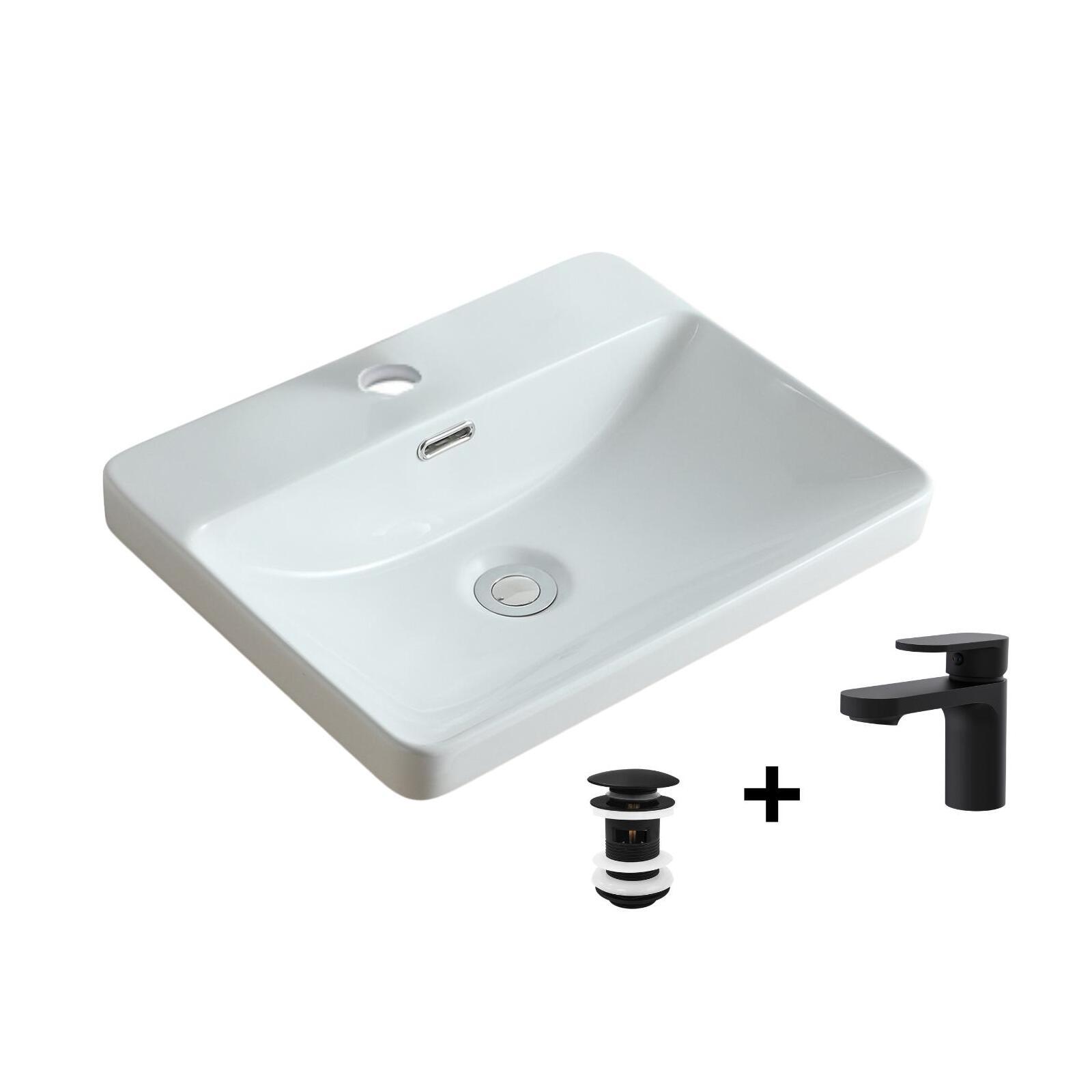 Vasque à encastrer 48x37cm LEA + robinet ROB + bonde CLINT