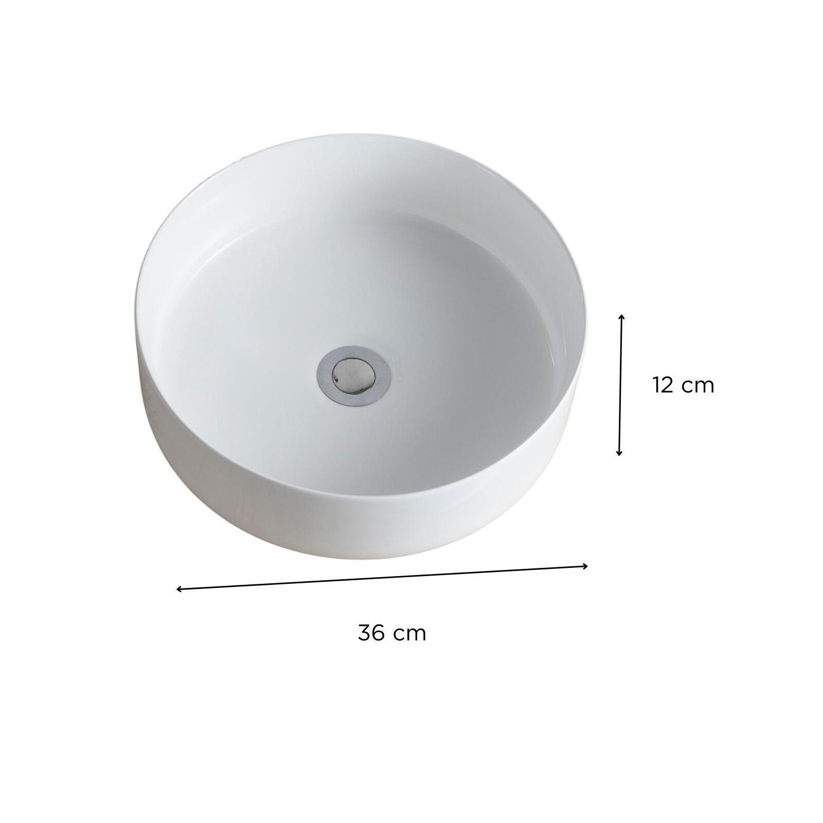 Vasque à poser ronde 36x36cm DIEGO + robinet GRIFO + bonde LIV