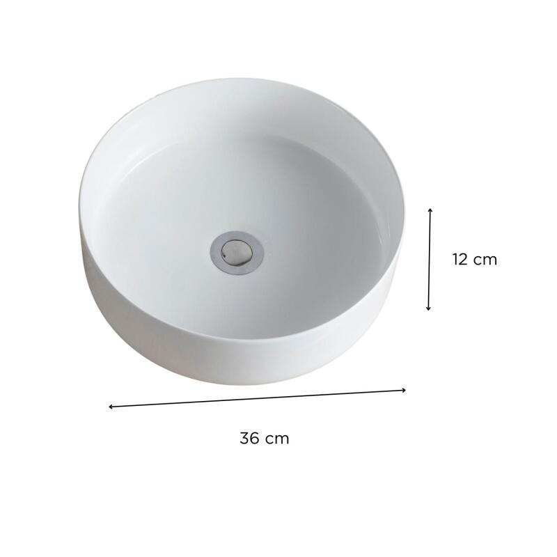 Vasque à poser ronde 36x36cm DIEGO + robinet GRIFO + bonde LIV