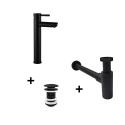 Robinet bec haut GRIFO + bonde CLINT + siphon SIMON
