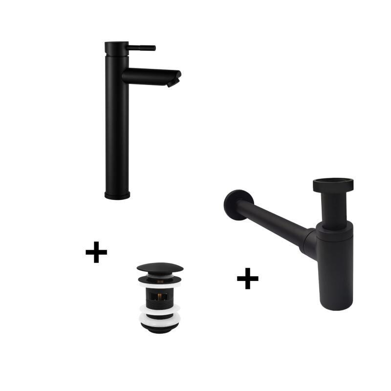 Robinet bec haut GRIFO + bonde CLINT + siphon SIMON