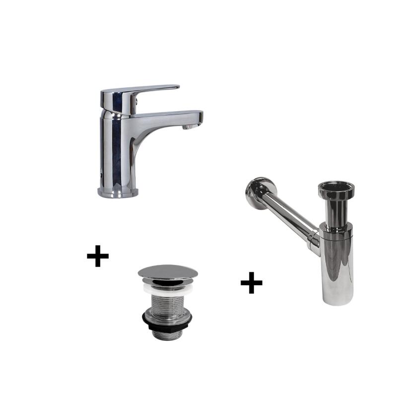 Robinet bec bas TAP + bonde LIV + siphon SIMON