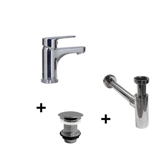Robinet bec bas TAP + bonde LIV + siphon SIMON