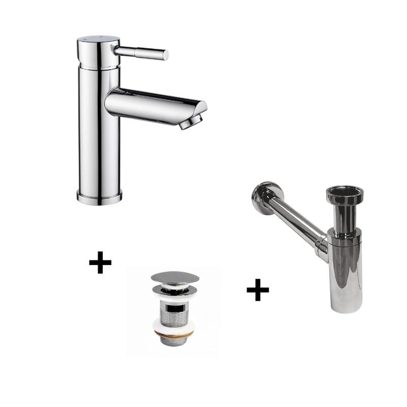 Robinet bec bas + bonde CLINT + siphon SIMON