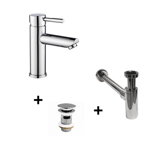 Robinet bec bas + bonde CLINT + siphon SIMON