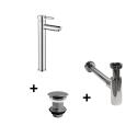 Robinet bec haut TAP + bonde LIV + siphon SIMON