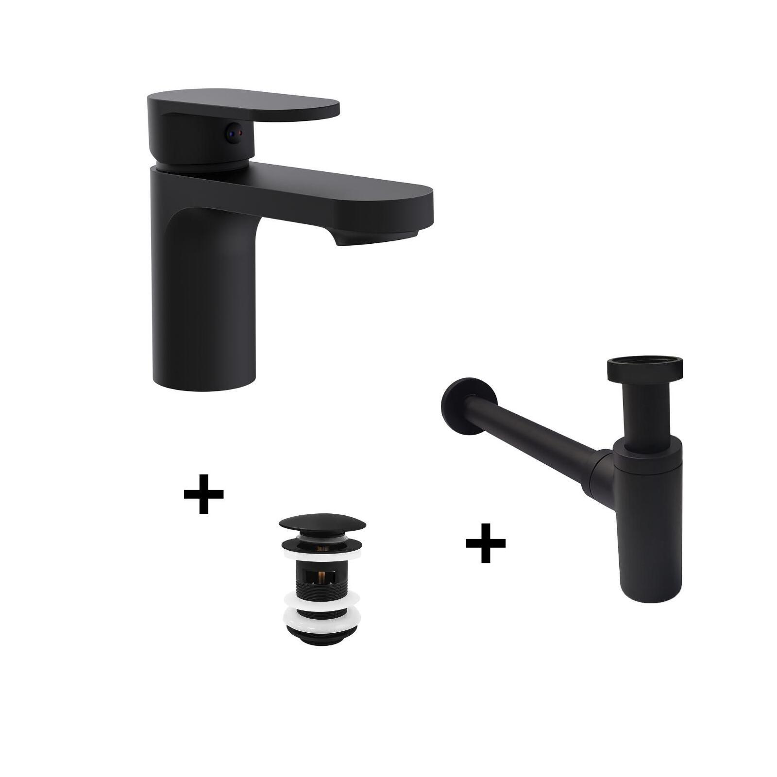 Robinet bec bas ROB + bonde CLINT + siphon SIMON