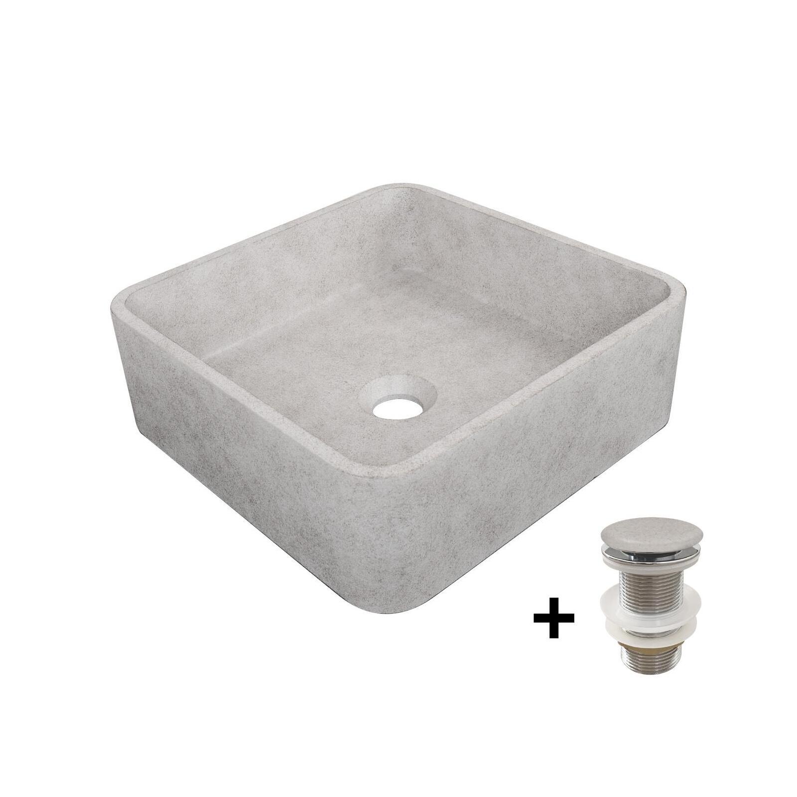 Vasque à poser carrée 36x36cm ALAN + bonde JAMES