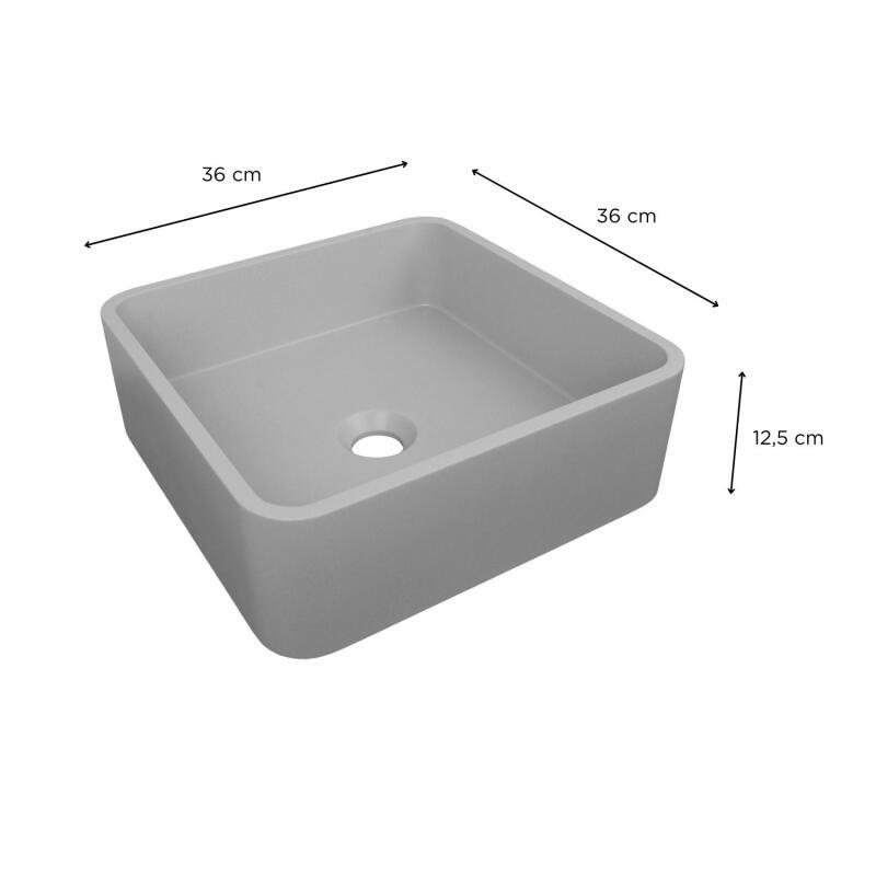 Vasque à poser carrée 36x36cm ALAN + bonde JAMES