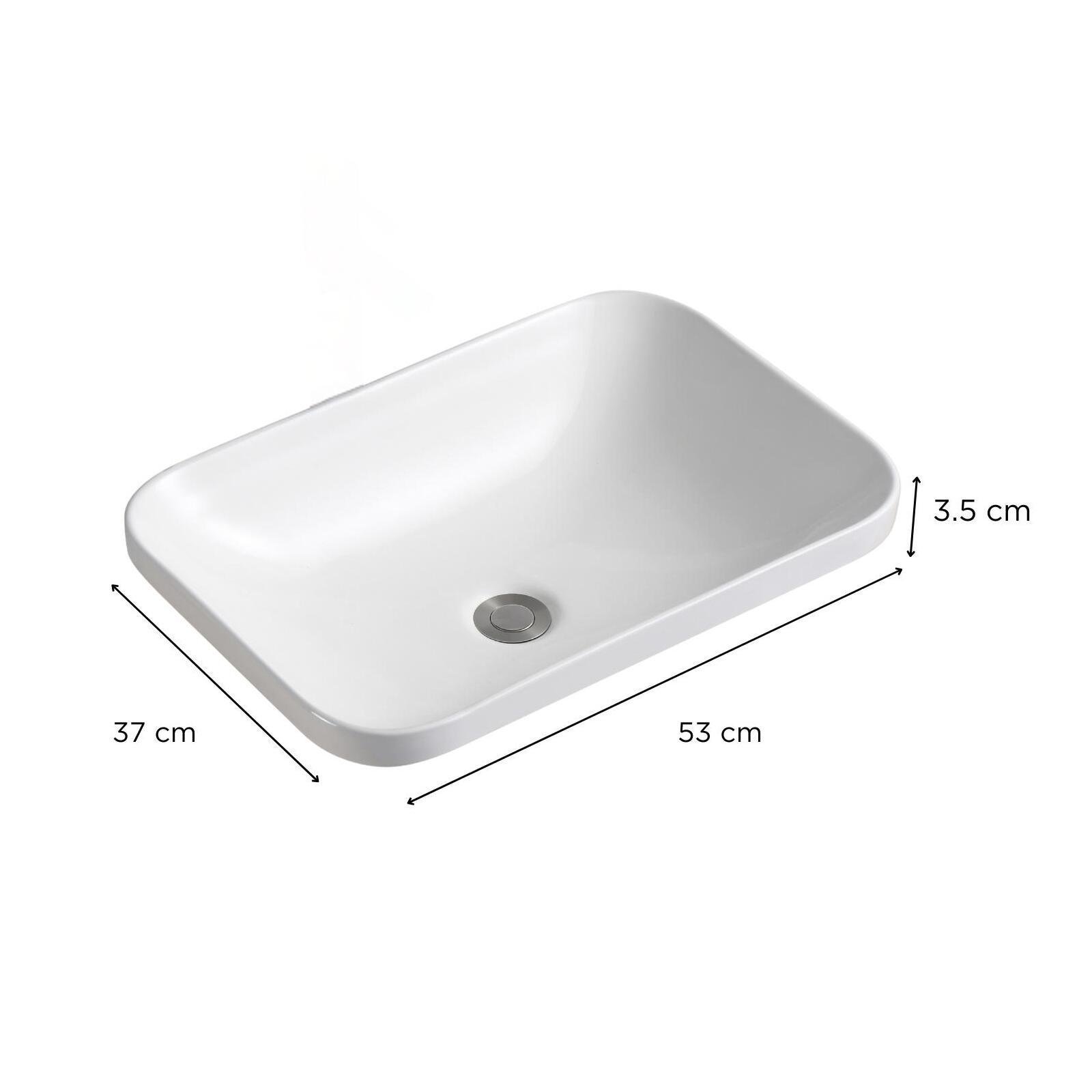 Vasque à encastrer rectangulaire 53x37cm PALMA + robinet ROB + bonde LIV