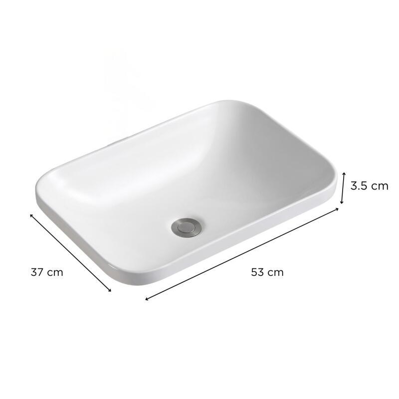 Vasque à encastrer rectangulaire 53x37cm PALMA + robinet ROB + bonde LIV