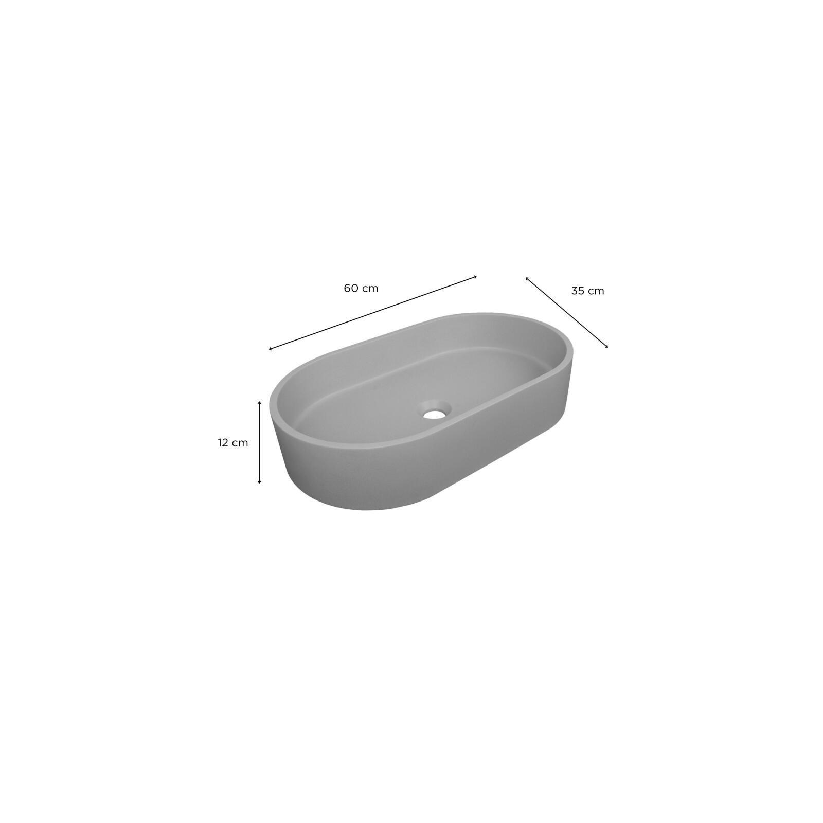 Vasque à poser ovale en béton lisse 60x35cm ALAN + bonde JAMES