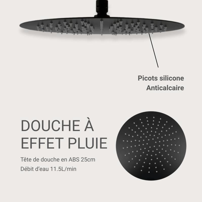 Tête de douche ronde en ABS noire NERA