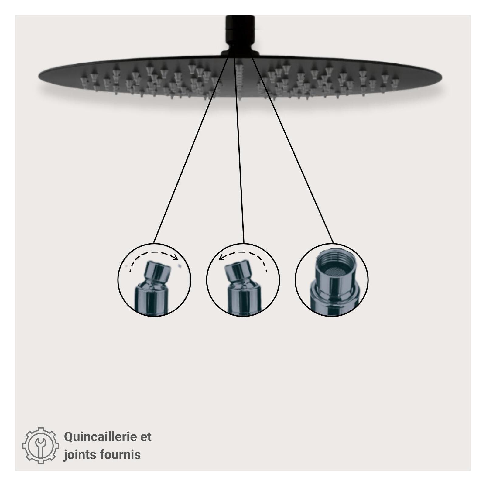 Tête de douche ronde en ABS noire NERA