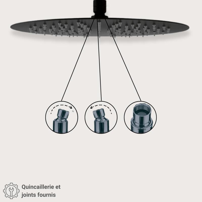 Tête de douche ronde en ABS noire NERA