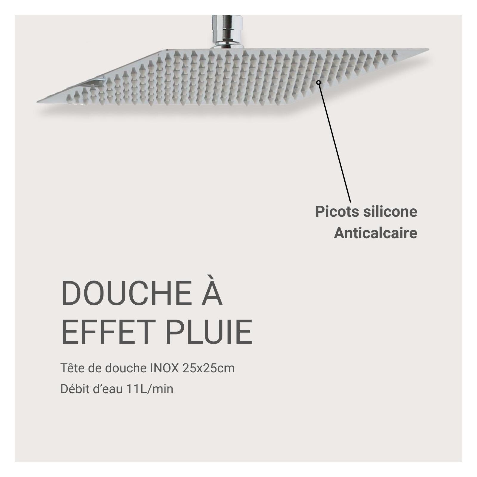 Tête de douche carrée en acier ZERRA