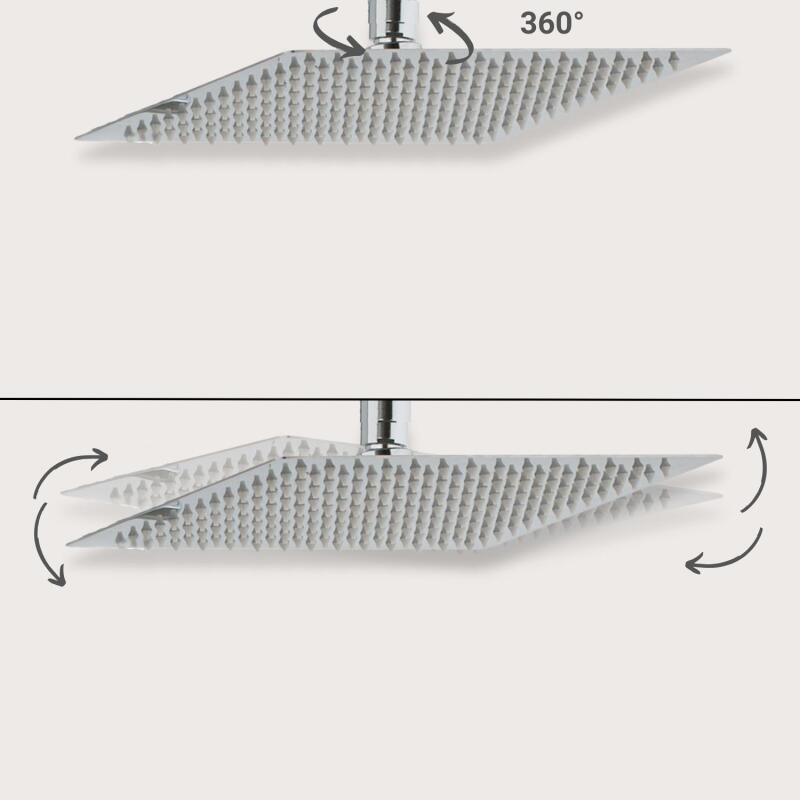 Tête de douche carrée en acier ZERRA