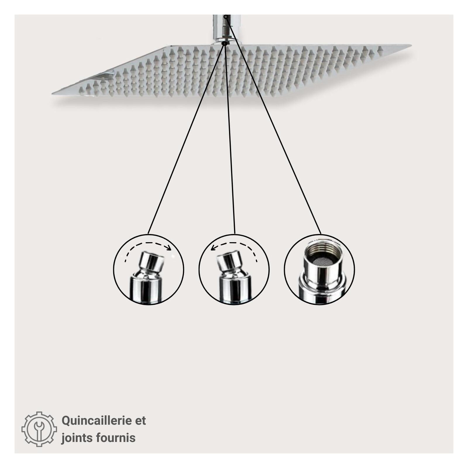 Tête de douche carrée en acier ZERRA