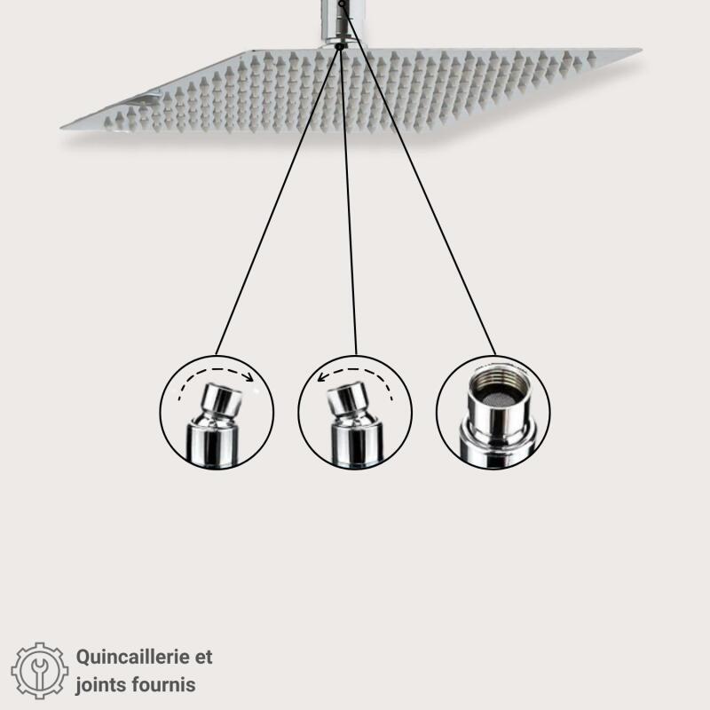 Tête de douche carrée en acier ZERRA