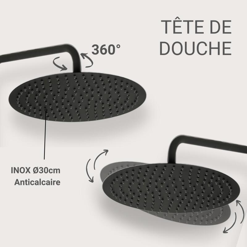 Colonne de douche ronde en inox BRUMA