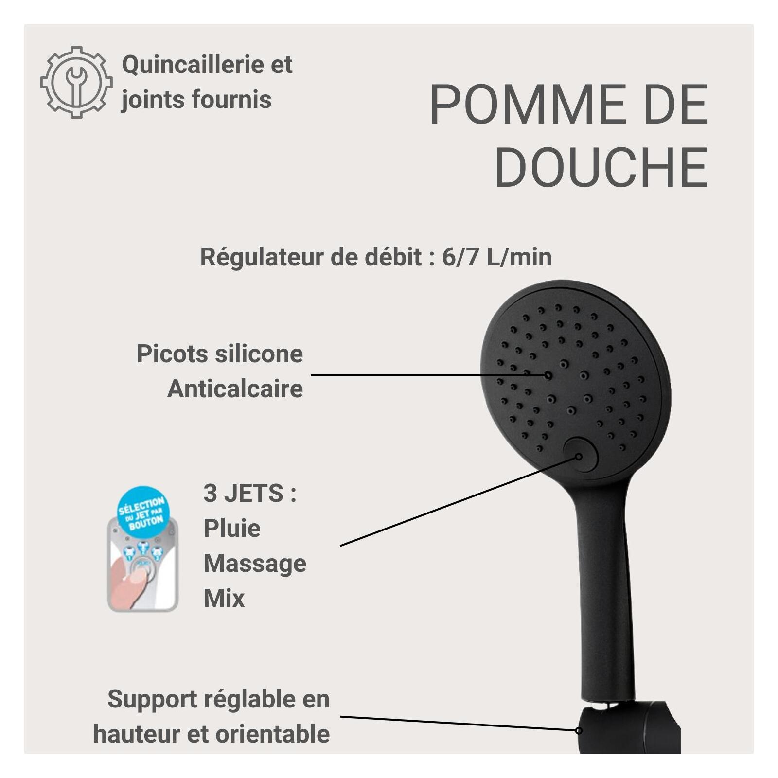 Colonne de douche ronde en inox BRUMA