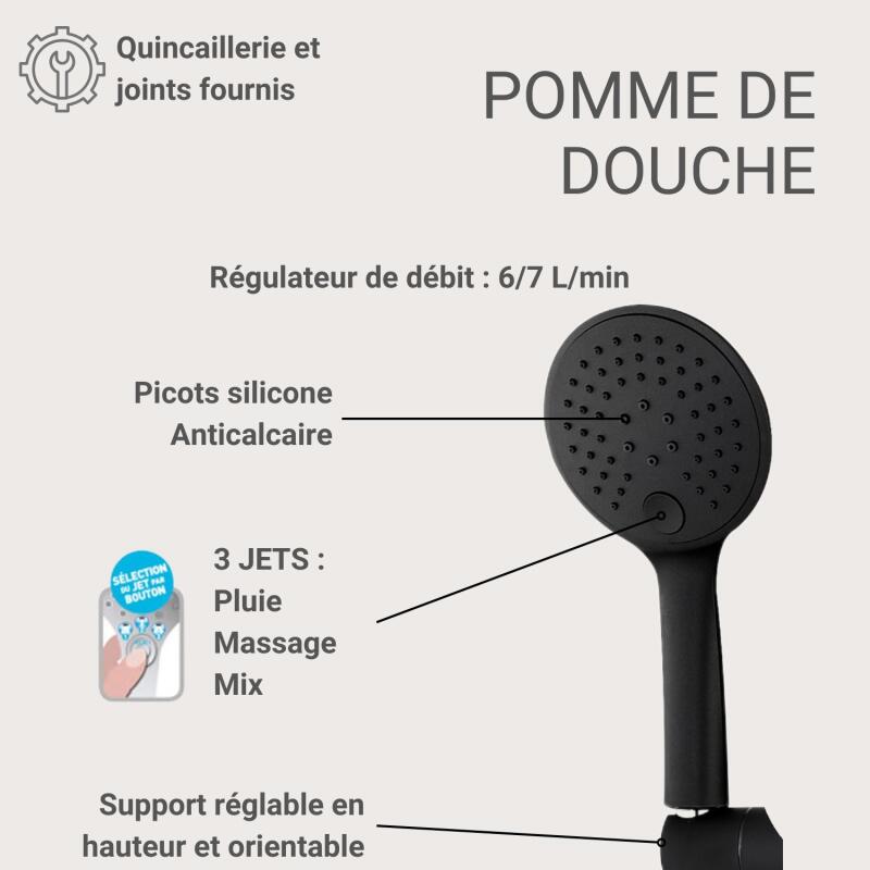 Colonne de douche ronde en inox BRUMA