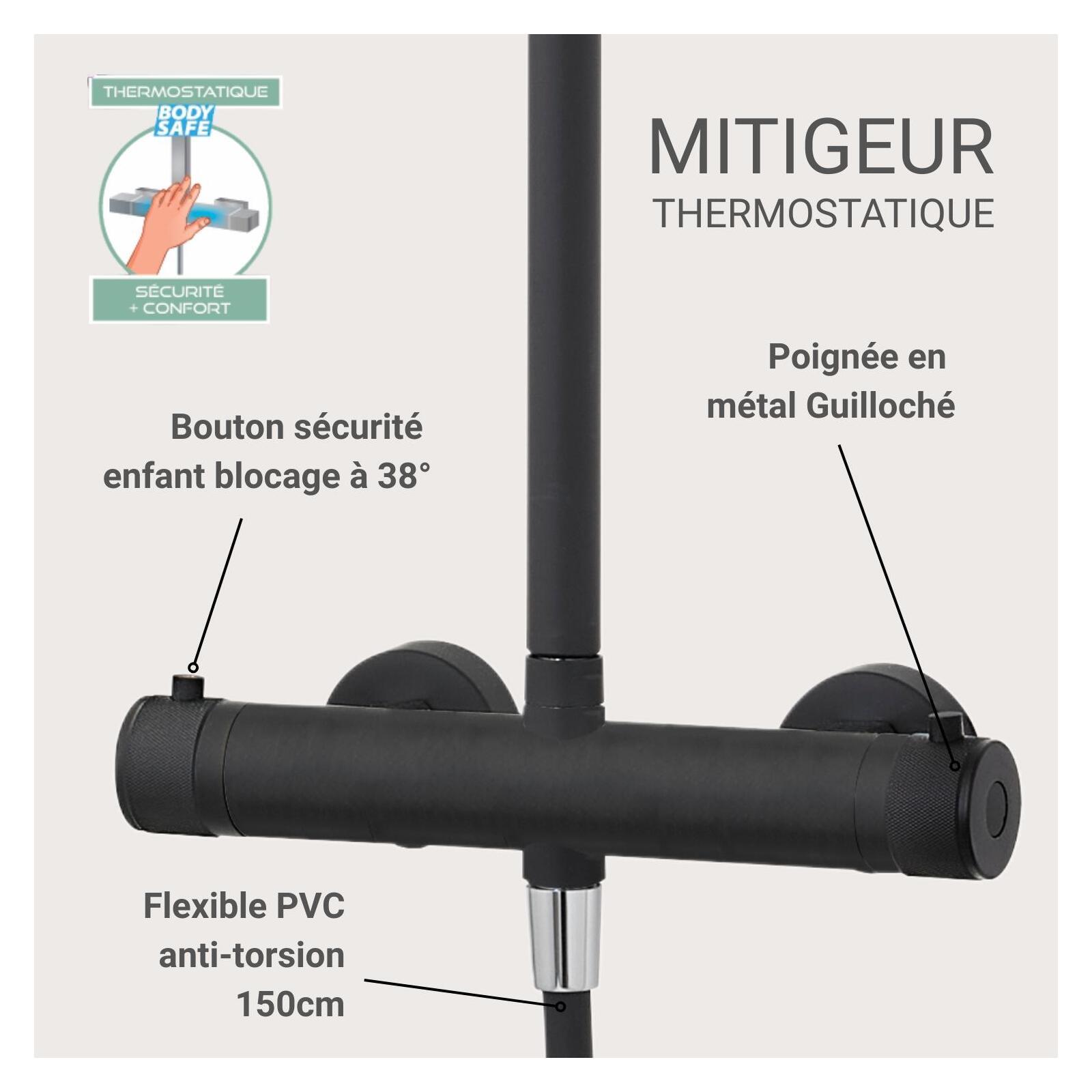 Colonne de douche ronde en inox BRUMA