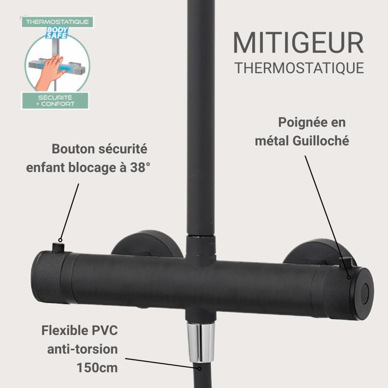 Colonne de douche ronde en inox BRUMA