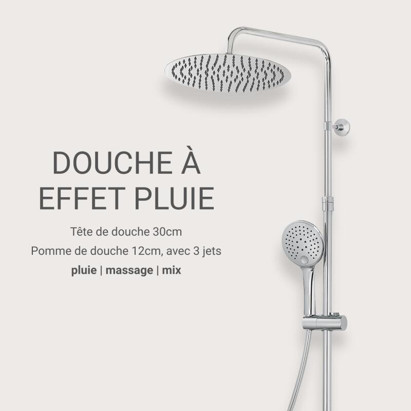 Colonne de douche ronde en inox BRUMA