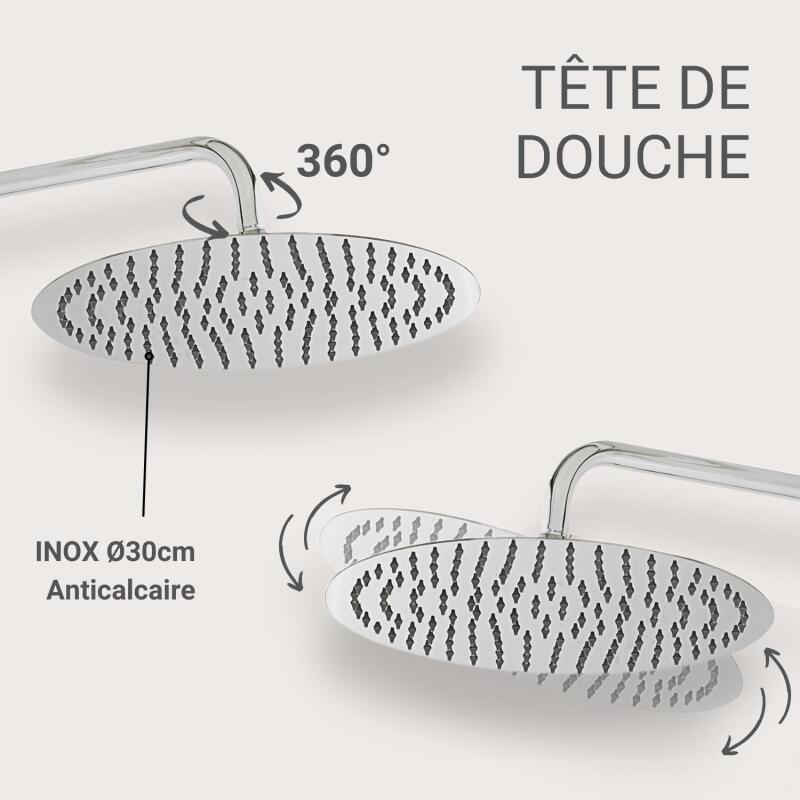 Colonne de douche ronde en inox BRUMA