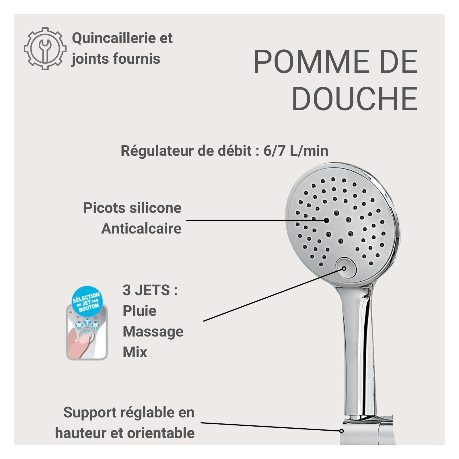 Colonne de douche ronde en inox BRUMA Colonne de douche ronde en inox BRUMA