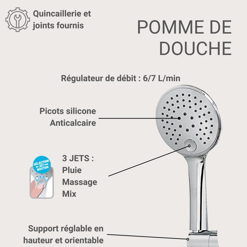 Colonne de douche ronde en inox BRUMA
