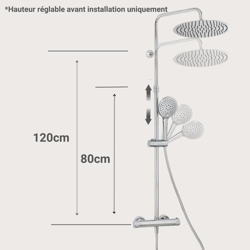 Colonne de douche ronde en inox BRUMA