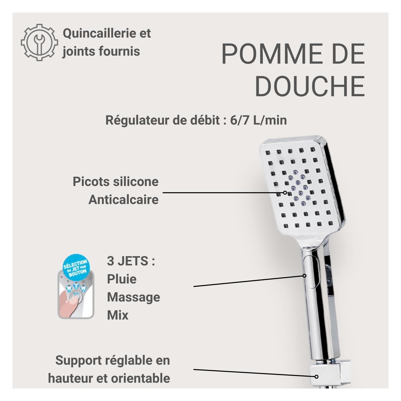 Colonne de douche carrée en inox MORK Colonne de douche carrée en inox MORK