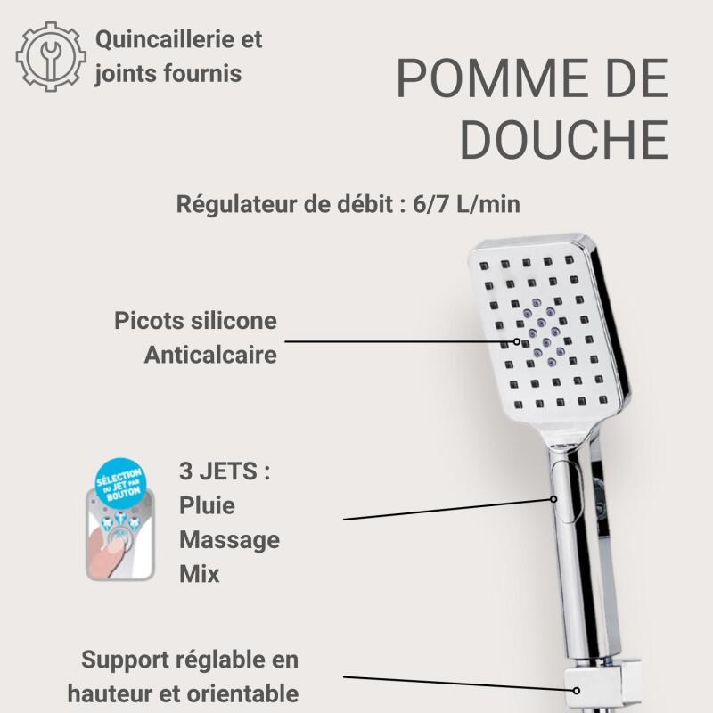 Colonne de douche carrée en inox MORK